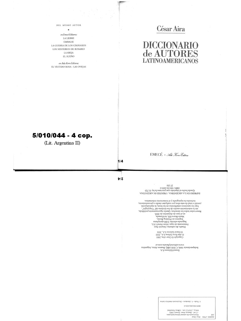 diccionario de autores latinoamericanos cesar aira